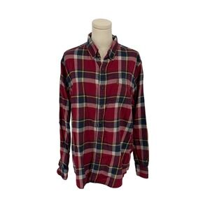 Chaps Performance Plaid Flannel Shirt Long Sleeve Button Up Cotton Mens L